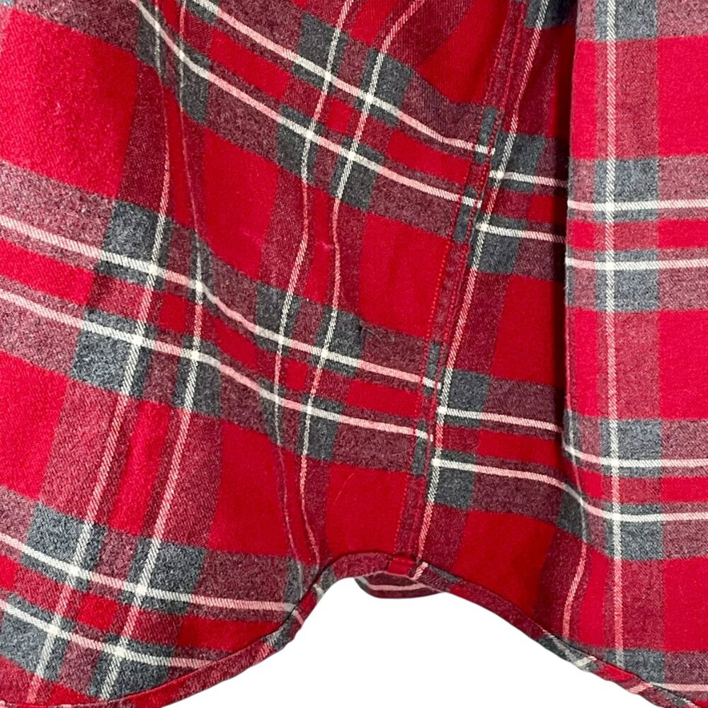 Abercrombie & Fitch 100% Cotton Red Gray Plaid Flannel Button Down Men’s XXL - Picture 11 of 15